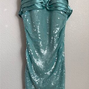 Teal Sequin Dress homecoming prom dress